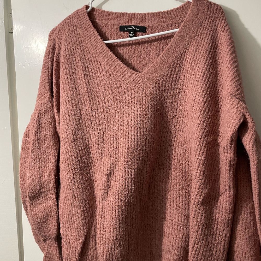 Love Tree Pink V-Neck Sweater - Picture 1 of 1